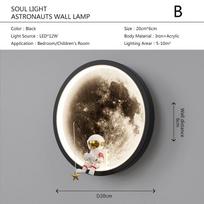 LED Mėnulio sieninė lempa Modernus animacinis filmukas Astronautas Sieniniai žibintai Vaikų Kambariui Svetainės Miegamojo Prie lovos Vidaus dekoro šviestuvas Blizgesys Cool white-No RC