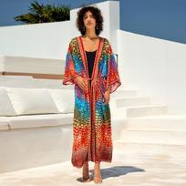 Beach Kimono Printed Cover Ups for Swimwear Swimsuit Cape Self Belted Holiday Bathing Suits Beachwear One Size