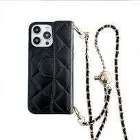 Reguliuojamas dirželis per petį dėklas telefonui IPhone 14 Plus 13 12 11 Pro Max Piniginė Kortelių laikiklis Odinis pilnai apsaugantis dėklas For iPhone 14Pro max black