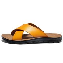 Vyriškos šlepetės Vasarinės Didelio Dydžio Lauko Paplūdimio Atsitiktiniai Sandalai Madingi Vyriški Batai Plokšti Neslystantys Patogūs Batai Zapatillas 41 geltona
