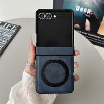 For Z Flip7 360° Rotating Metal Bracket Magnetic Leather Phone Case for Samsung Galaxy Zflip7 Z Flip 7 Wireless Charging Cover for Galaxy Z Flip7