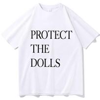 Protect The Dolls Letter T Shirts Unisex Fashion Casual Merch Shirt Kpop Short Sleeve Shirt Kpop Harajuku Print Top Tees Tshirts M