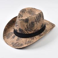 Spring Summer Casual Beach Trilby Jazz Sun Hat Cowboy Hat with Curled Brim Outdoor Sun Protection Straw Hat One Size chaki