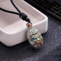 Necklace Sun Wukong S Retro Trendy Men and Women Fighting Victory Buddha Pendant 50CM(Necklace Size)