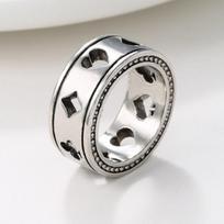 European and American Street Hip-hop Style Playing Cards Heart Couple Rings Versatile 6