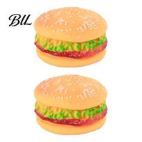 Realistic Burger Chew Toy 2PCS Dog Squeaky Shape Non-Toxic Vinyl Pets Interactive Play for Teeth Cleaning and Active A