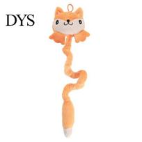 Durable Cat Plaything Plush Animal Toy, Long Tail Chew Toy with Crinkle Sound, Cartoon Shape Hanging Stuffed Fox Chick Monkey for Indoor Cats Solo or
