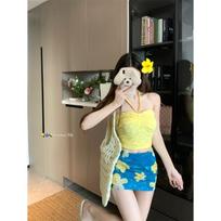Spice girl style sexy tube top slim fit vest women's summer high waist skirt hip skirt two-piece set S