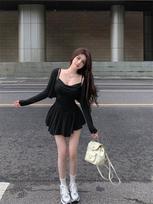 Female autumn pure desire royal sister suit Spice girl wears a whole set of sweet and spicy skirts fried street sexy three-piece set s (style 2108, size 1)