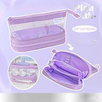 Planwith Friends Program, transparent functional pencil case, double-layer large-capacity multi-functional organ storage student pencil case