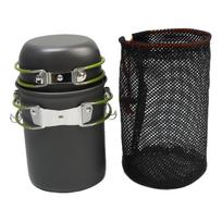 Camping Cookware Aluminum Anodized Folding Travel 1-2L Multi-Pot Frying Pan Set with Pot Cover Modern for Gas & Induction Stoves