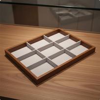 Velvet Jewelry Display Tray Peach Wood Finish Stackable Storage for Closet, Dresser Top Walnut 9 Grids