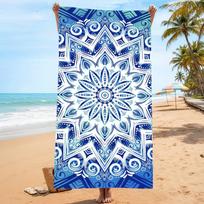 Floral Printed Antimicrobial Polyester Microfiber Summer Beach Towel Quick Dry Eco-Friendly Soft Comfortable Swim Vacation Bag 70*140CM&299 and Below dangaus mėlyna spalva