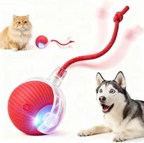 Automatic Smart Spinning Ball Toy for Small Cats Dogs Electric Jumping Interactive Feature Eco-Friendly Rolling Peppy Pet Toy (Red,S) raudona