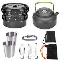 Camping Cooking Set Non-Stick Lightweight Metal Pots Frying Pans & Skillets Set with Pot Cover for Outdoor Cooking & Picnic juoda