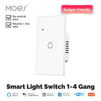 Home Tuya Smart Wall Switch App Wifi LED Light Touch Switch Glass Electrical Remote Wireless 1/2/3/4 Gang Wall Switch (as the picture,120mm*72mm&US Standard)