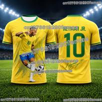Naujas madingas Neymar futbolo marškinėlis 3D spausdintas kvėpuojantis vasaros sportinis marškinėlis gerbėjams, lauko futbolo treniruotėms ir kasdieniam dėvėjimui S