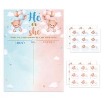 Gender Reveal Party Baby Gender Reveal Poster with 36 Boy or Girl Bear Stickers spalvota