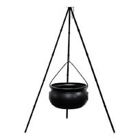 Raganos puodo didelis dekoras su LED ugnies efektu 78cm