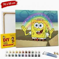 Obraz Do Malowania Po Numerach Z Ramą Spongebob Tęcza 70X50 Cm