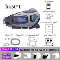 K10 Motorcycle Helmet Headset 1080P Video Dashcam Motorbike Recorder Wireless Moto Headphone Hands-Free Calling FM+Bluetooth 5.4 IPX8 Waterproof Hard+Soft Mic