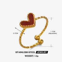 Simplicity Red Drop Oil Love Heart Rings for Women Men Romantic Retro Adjustable Opening Rings New Trend Jewelry Engagement Gift