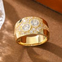 Luxurious style glittering full-set of artificial gemstone ring made of copper, women's jewelry ring, wedding ring 8