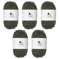 Raw wool 5 extra 30g Green yarn, balls, tweed, bulky, (50m), 80% wool, 20% nylon, 6.
