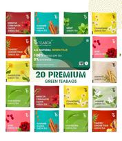 Teabox Wellness Green Tea Sampler Pack - 20 Assorted Tea Bags, 10 Flavors × 2 Each | Whole Leaf, 0% Bitterness | Green Tea Variety Pack for Every Mo