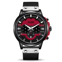 MEGIR raudoni sportiniai kvarciniai rankiniai vyriški laikrodžiai su chronografo šviesos funkcija