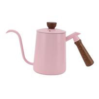 600 ml žąsinės kakliuko kavos virdulys, 304 nerūdijančio plieno, ilgas snapelis, medinė rankena, „Pour Over“ kava Pink