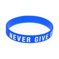 Silicones Encouragement Bracelet with Inspirational Messages Never Give Up Lettering Fashionable Colored Wristband Gift mėlyna