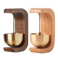 Doorbell Solid Wooden Doorbell Magnetic Brass Wind Chimes Wireless Jingle Bell Entrance Door Bell Pendant Home Decor beige