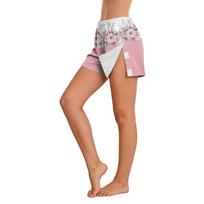 Women's Vintage Floral Side Velcro Closure Easy Open Post Surgery Recovery Care Shorts Soft Comfortable Fit Elastic Waistband XXL rožinė