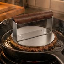 Burger Patty Press Stainless Steel Wooden Grip Handle Meat Maker Square Small Round
