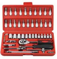Promotion Car Repair Tool Box Wrench Set Tools Box Screwdriver Bits 46Pcs 1/4-Inch  Socket Set (red,Hand Tool Kits) raudona