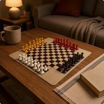 FourPlayer Chess Set Carved Knight Heads 4 Player Glossy Strategy Game