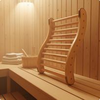 SShaped Sauna Backrest Removable Wooden HeatResistant Home Spa for Steam Rooms