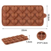 Heart Chocolate Molds 15 Cavity Diamond Love Shape Silicone Wedding Candy Baking Molds Cupcake Decorations Cake Mold 3D brown