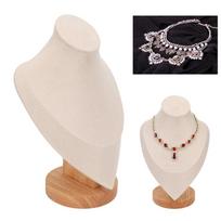 Wood Medium Neck Mannequin Jewelry Holder  Cosmetic accessory store display props smėlis