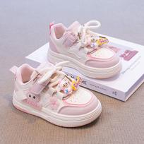 Girls Cartoon Print Velcro Sneakers Kids Casual Walking Shoes Lightweight Anti-Slip Rubber Sole Sizes 26-31, 6 pairs per lot pastelinės raudonos spalvos