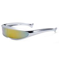 One-piece Mirror Blocking Sunglasses Electroplated Steampunk Sunglasses Vintage Y2K Shades  Driving sidabro pilka spalva