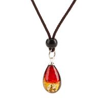 Handmade Glass Firefly Fluorescent Water Drop Pendant Necklace for Women oranžinė