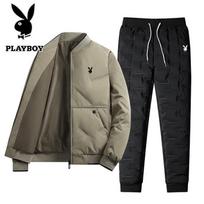 Playboy Men's Padded Long-Sleeve Tracksuit Set 3XL chaki