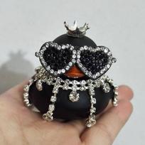 Pink Purple Shiny Rhinestone Duck Car Ornament