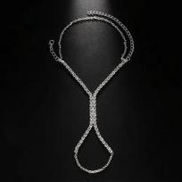 Rhinestone Bracelet Women's Light Luxury Ins Style Adjustable Diamond Finger Bracelet Gold-plated Bracelet Silver