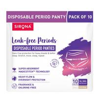 Sirona Disposable Period Panty for Girls | XL-XXL (44-52 Inch) | Pack of 10 | 360° Coverage for Stress Free Period | Leakage Protection for Heavy