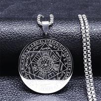 Naujas Septynių Angelų Maginis Amuletas Pakabukas Apvalus Totemo Antspaudas Karoliai 60CM gray