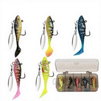 Bionic Artificial Soft Bait Full Swimming Layer Cock Bass Lure Fishing with Hooks for River Lake & Stream (as the picture,5 pack&Standard)