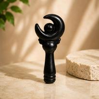 Hand Carved Crystal Moon Wand Ornament Natural Stone Mystical Decor Collectible Gift 12cm (as the picture,12cm)